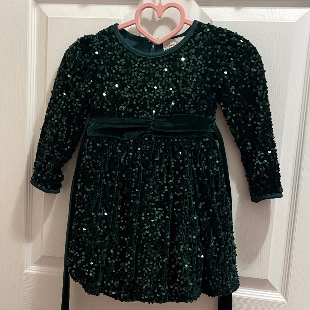 Elegant Green Sequin Kids Formal Dress